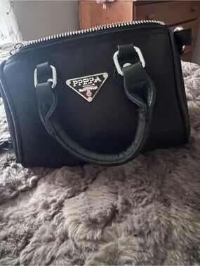 Fashion Nova Black Mini Satchel with Silver Hardware